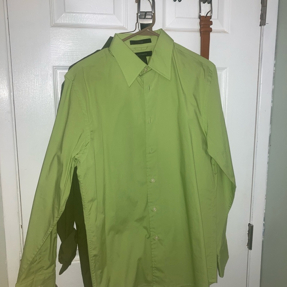 Express Design Studio Premium Woven Cotton Men's Modern Fit Dress Shirt Size L
